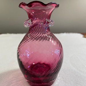 Small Lovely Cranberry Glass Vase or Knick Knack